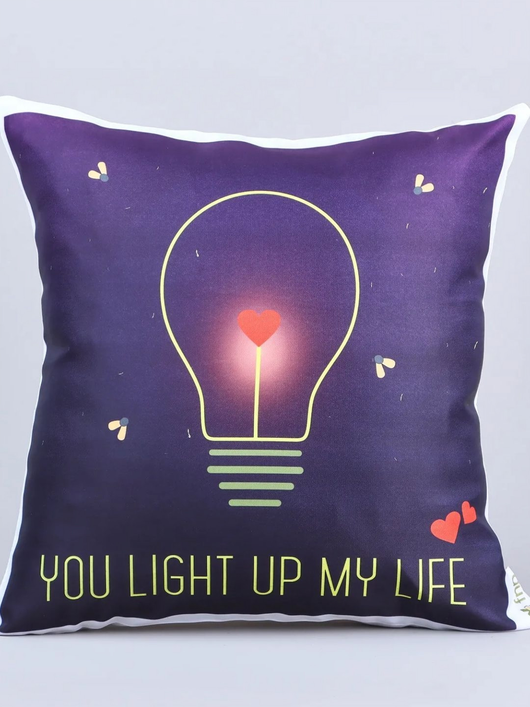 fnp White & Purple Printed Pre Filled Cushions