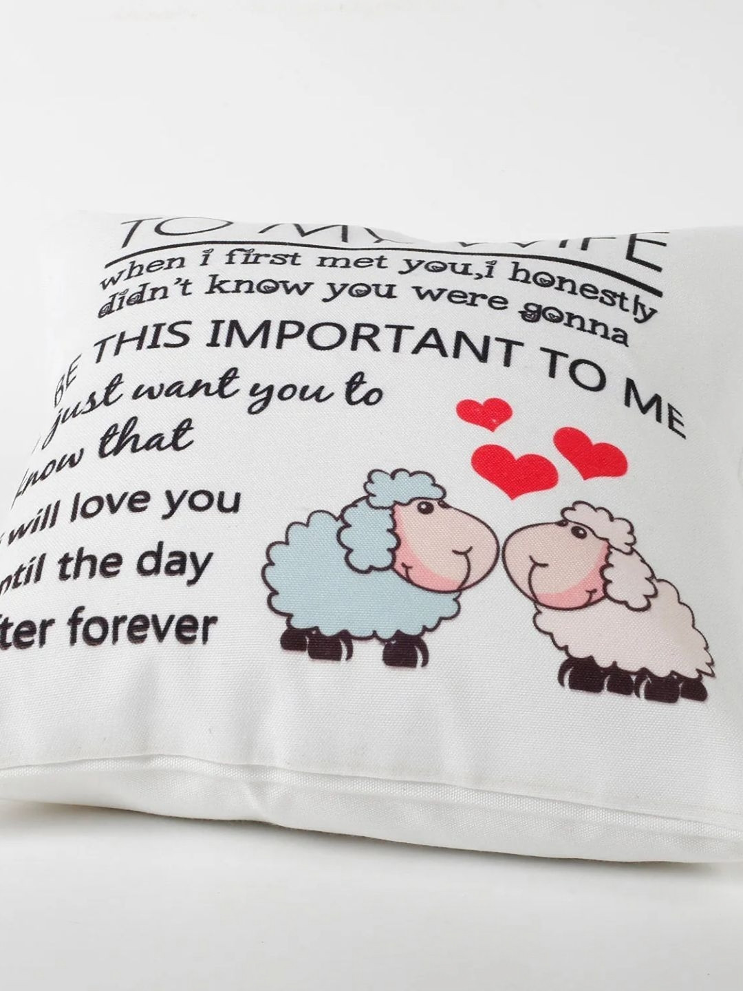 fnp White & Black Printed Sqaure Pre-Filled Cushion