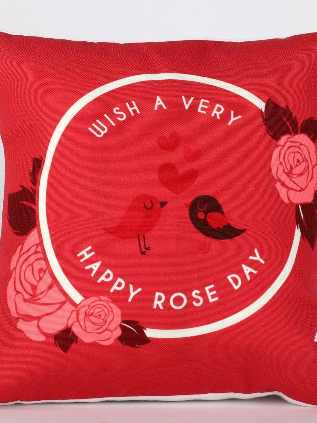 fnp Red & White Printed Sqaure Cushion