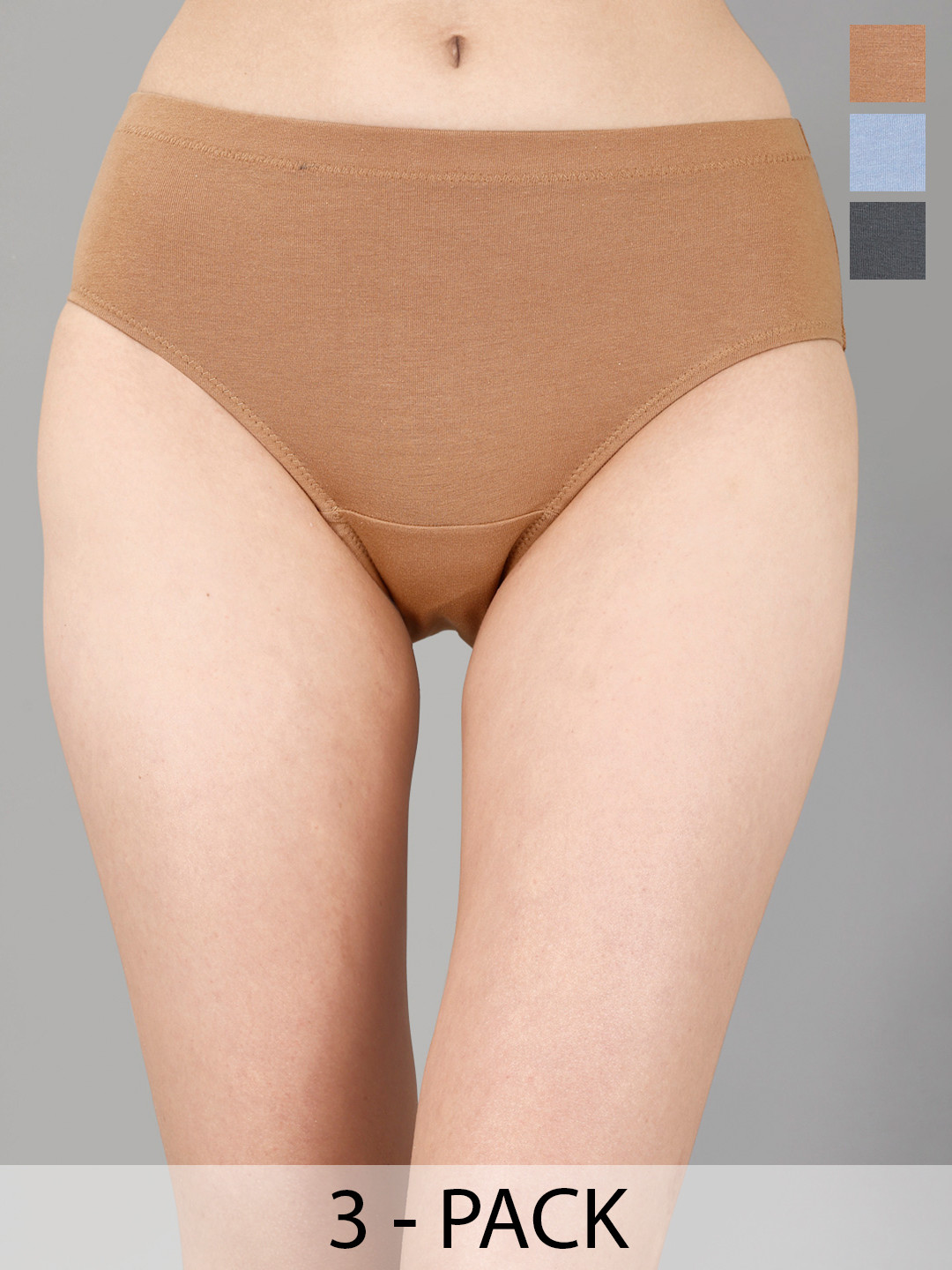 Soie Women Pack Of 3 Printed High Rise High Waist Hipster Briefs 3FCB-15 (A) P-15