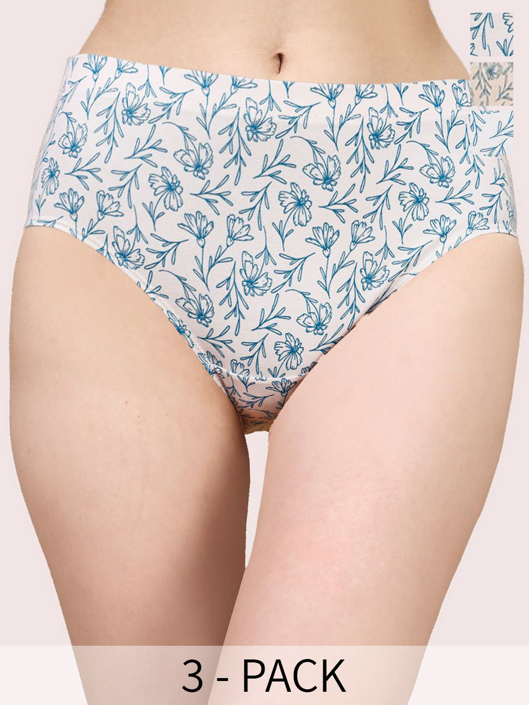 Soie Women Pack Of 3 Printed High Rise High Waist Hipster Briefs 3HWB-32 P-2