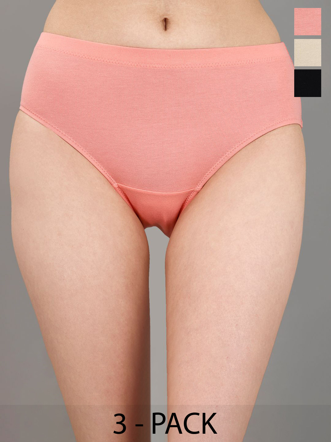 Soie Women Pack Of 3 Printed High Rise High Waist Hipster Briefs 3FCB-15 (A) P-11