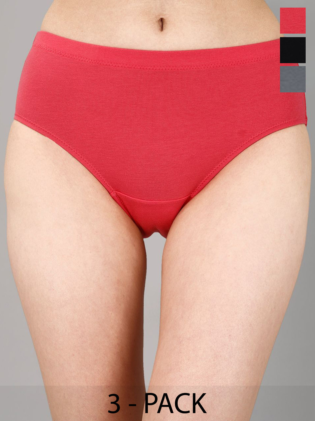 Soie Women Pack Of 3 Printed High Rise High Waist Hipster Briefs 3FCB-15 (A) P-10