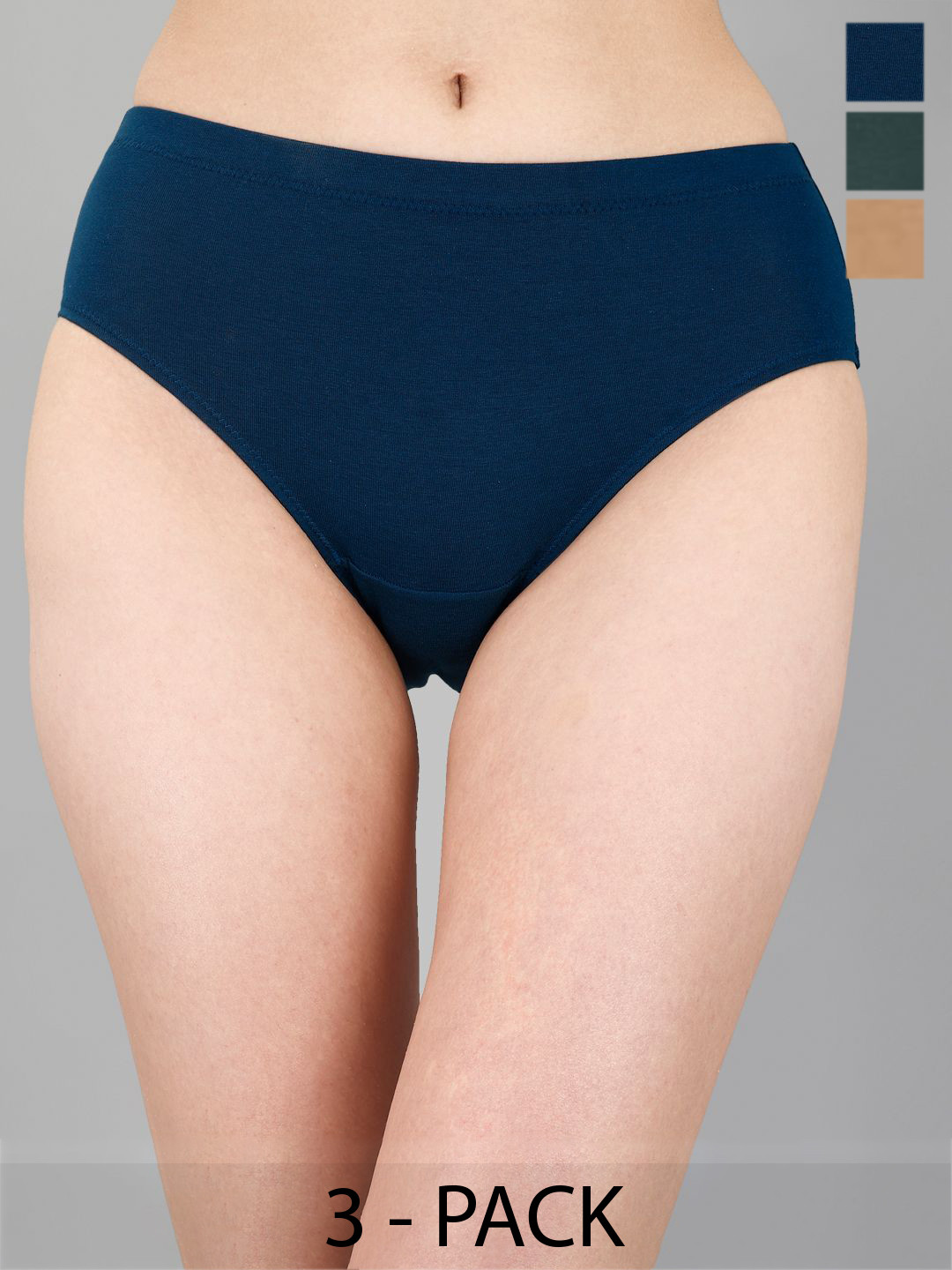 Soie Women Pack Of 3 Printed High Rise High Waist Hipster Briefs 3FCB-15 (A) P-14