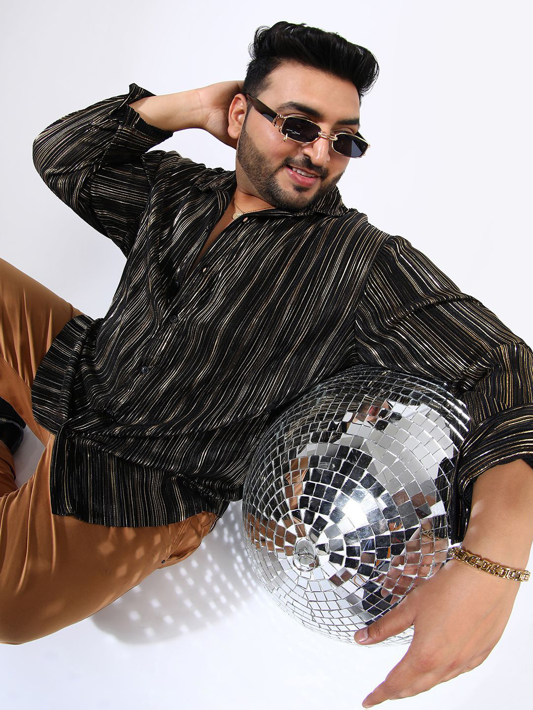 Instafab Plus Men Comfort Opaque Striped Casual Shirt SUM24_CSMSSRT6023PLUS-Multicolour