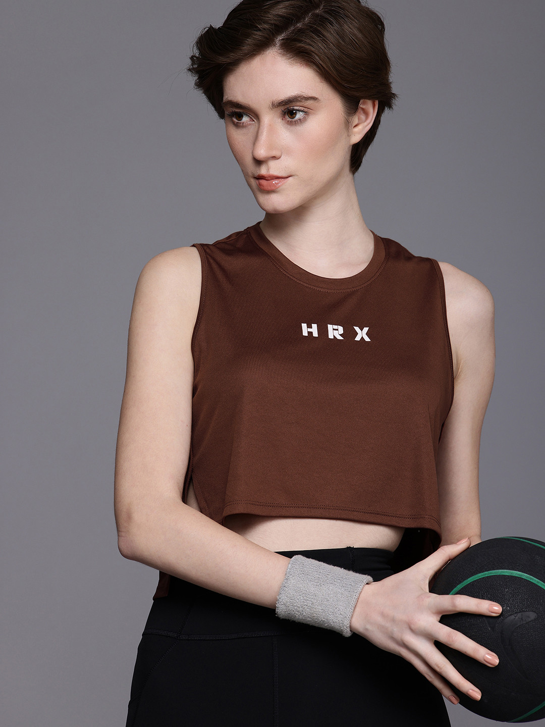 HRX by Hrithik Roshan PERFORMANCEBONDED Brand Logo Rapid-Dry Crop Training T-shirt