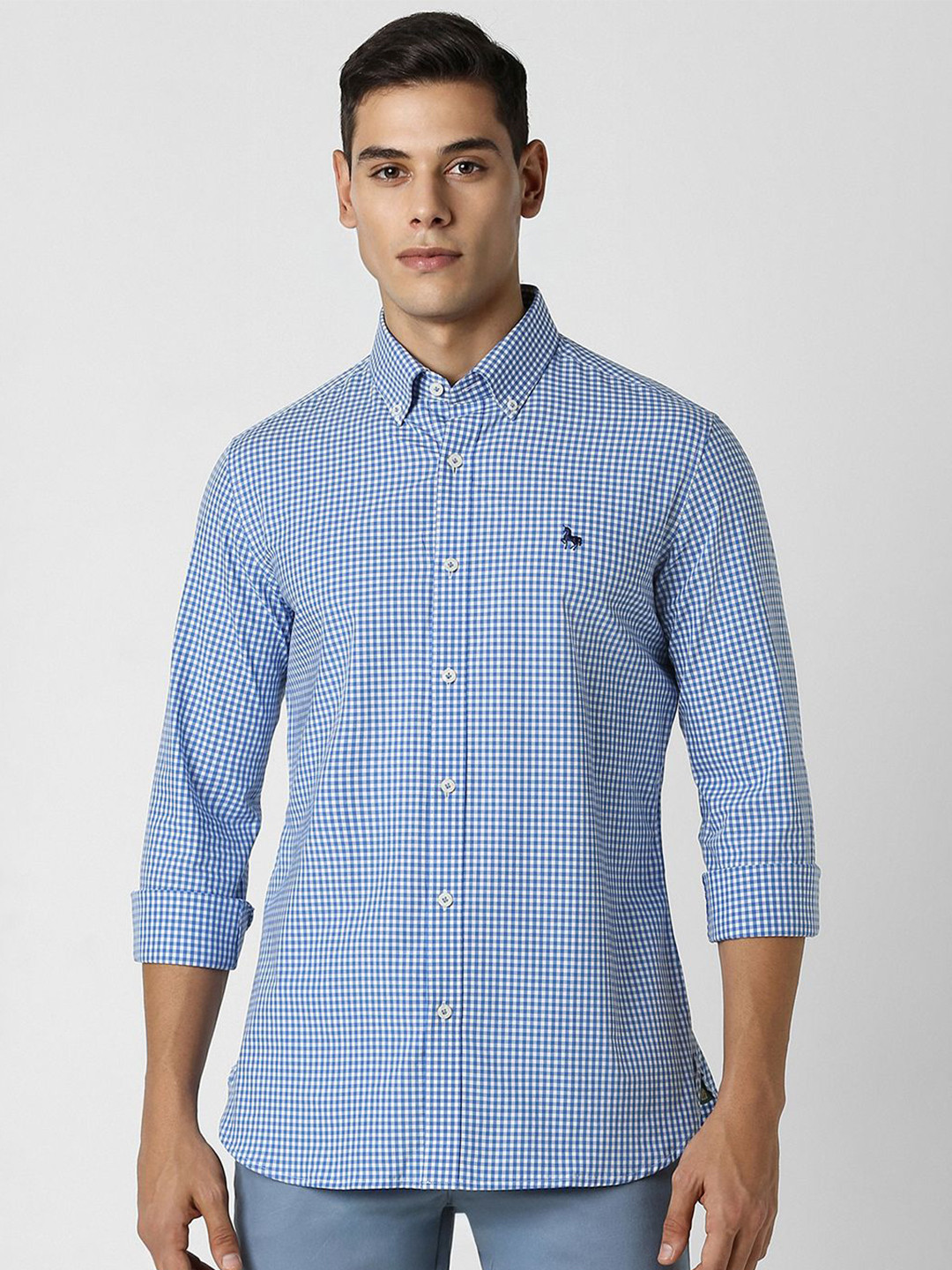 Van Heusen Sport Men Slim Fit Micro Checks Opaque Pure Cotton Casual Shirt