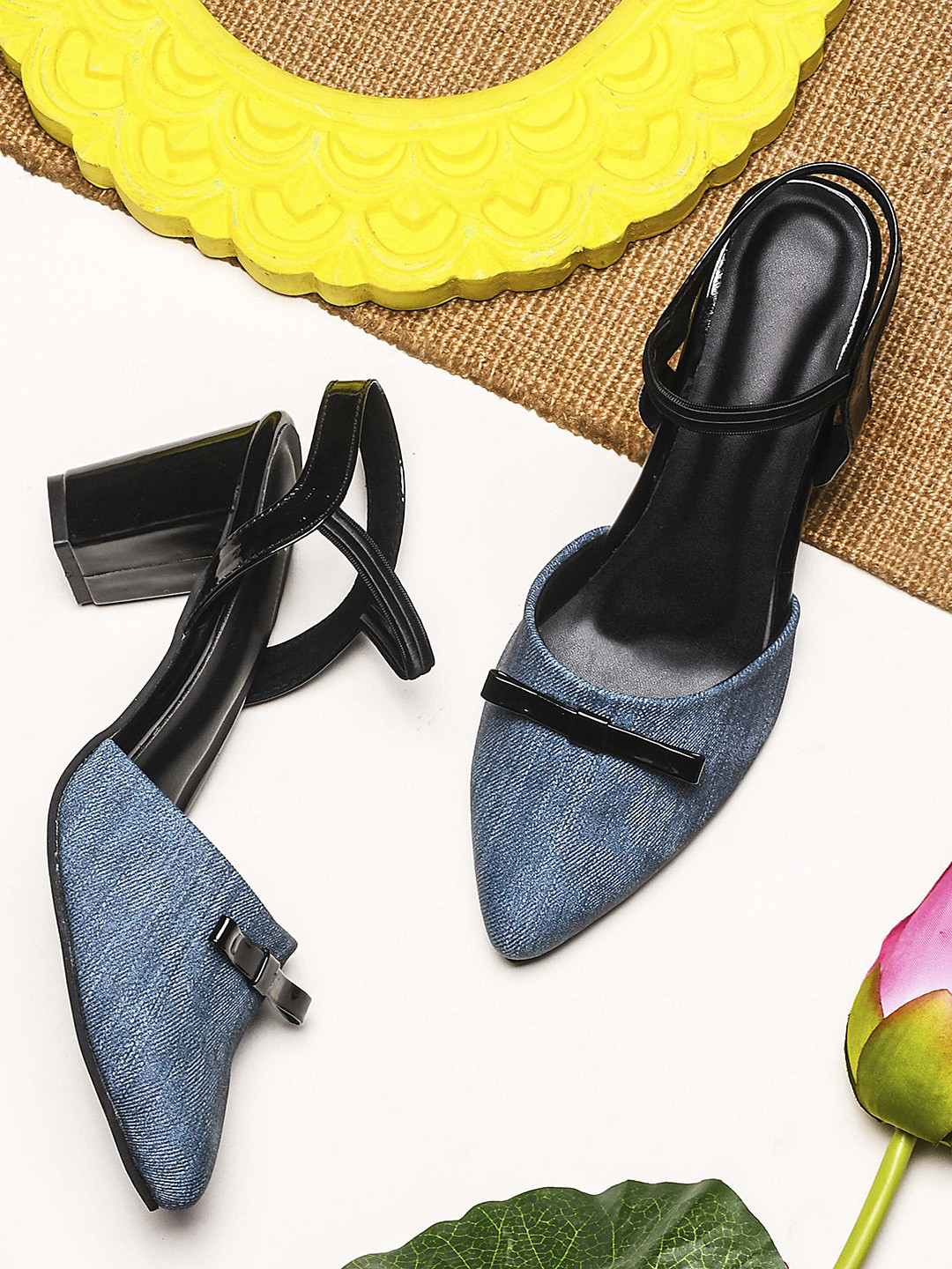 Try Me Bows Detailed Block Heeled Pumps