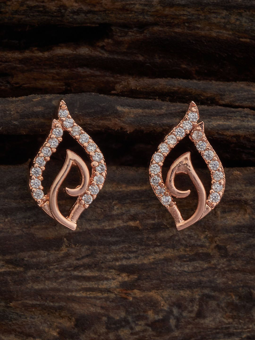 Kushal's Fashion Jewellery Rose Gold Plated Cubic Zirconia Classic Stud Earrings