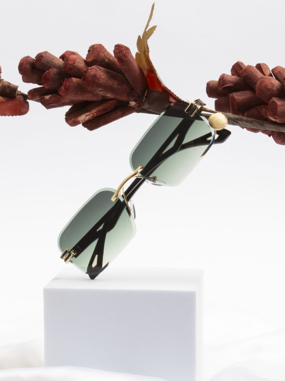 Ted Smith Unisex Aviator Sunglasses with UV Protected Lens JAMESON_C2-GOLD