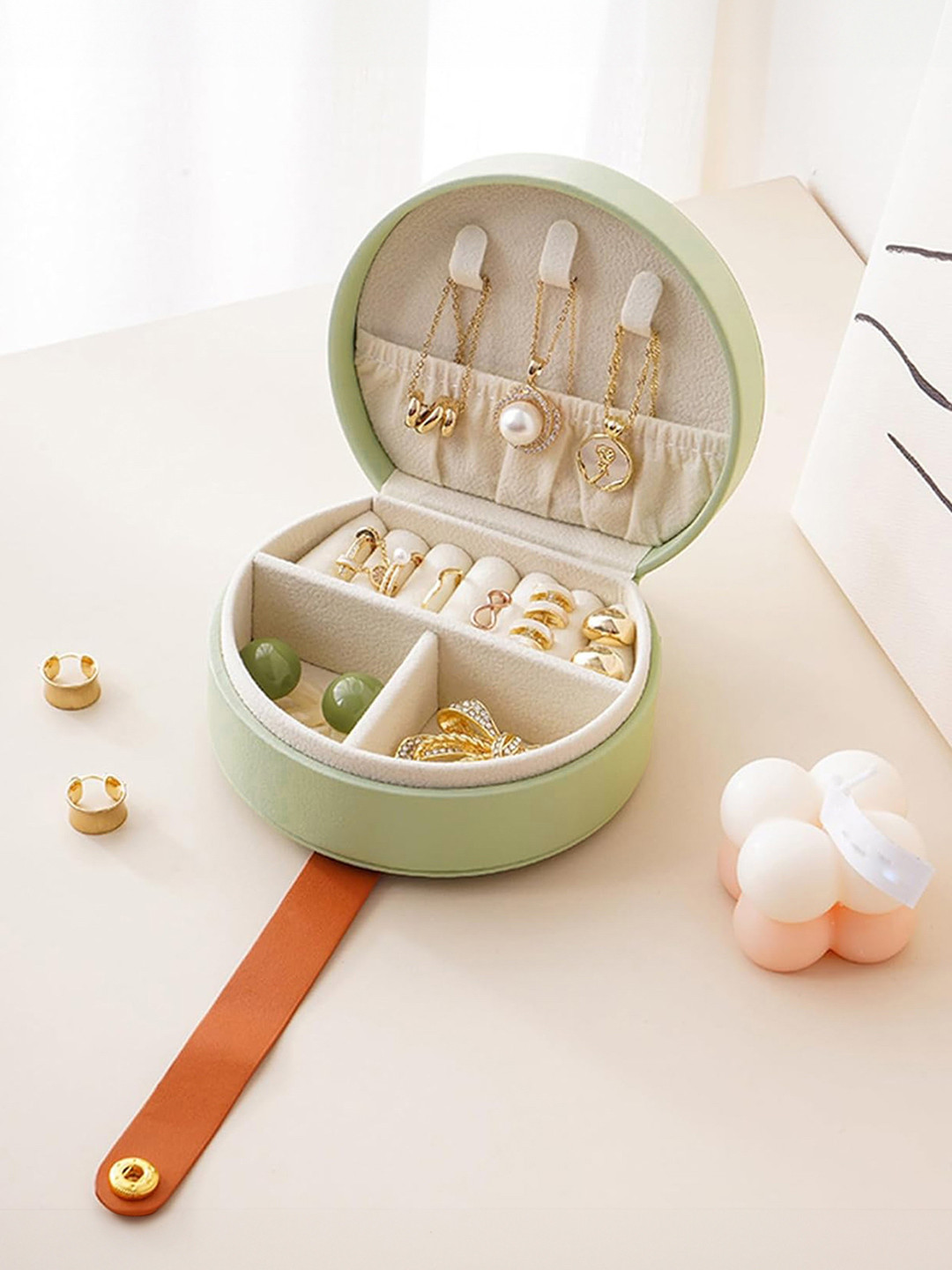 Cortina Lime Green Zipper Portable Jewellery Storage Organiser