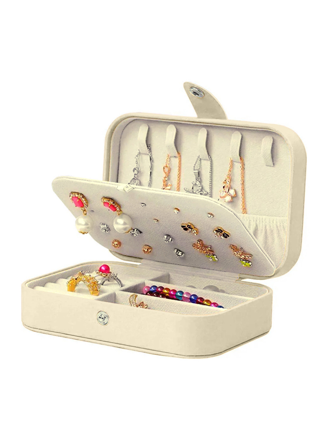Cortina Cream-Coloured  Zipper Portable Jewellery Storage Organiser
