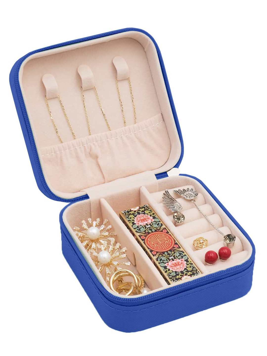 Cortina Blue Zipper Portable Jewellery Storage Organiser