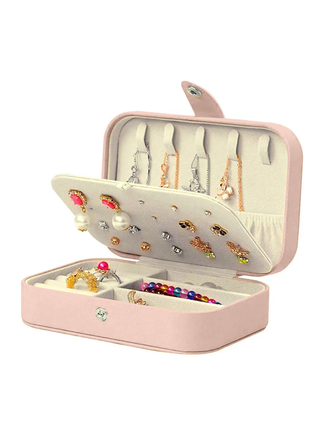 Cortina Peach-Coloured Zipper Portable Jewellery Storage Organiser