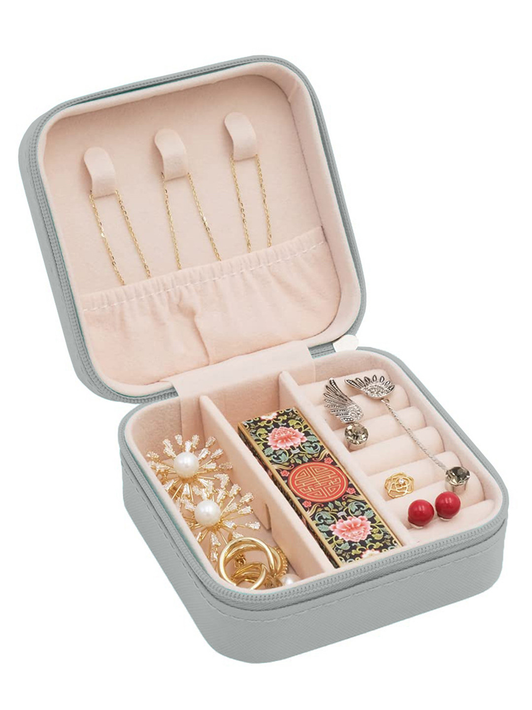 Cortina Grey Zipper Portable Jewellery Storage Organiser