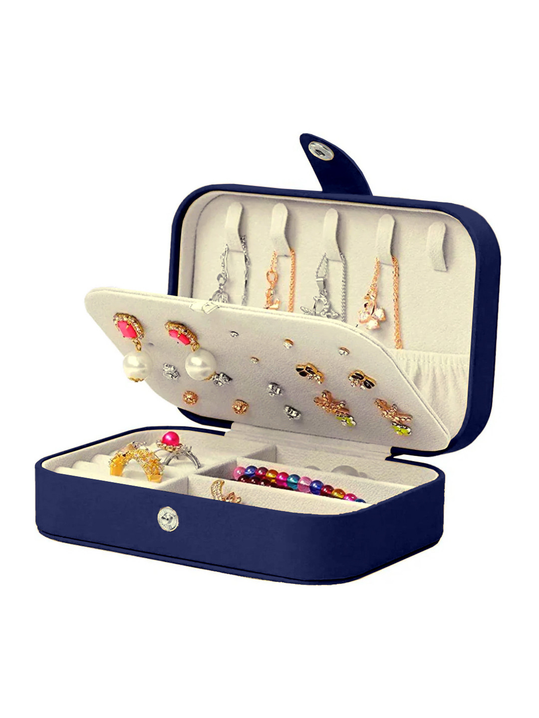 Cortina Navy Blue Zipper Portable Jewellery Storage Organiser