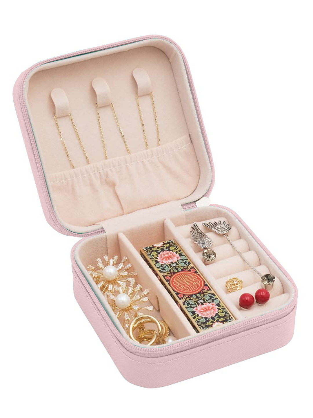 Cortina Pink Zipper Portable Jewellery Storage Organiser