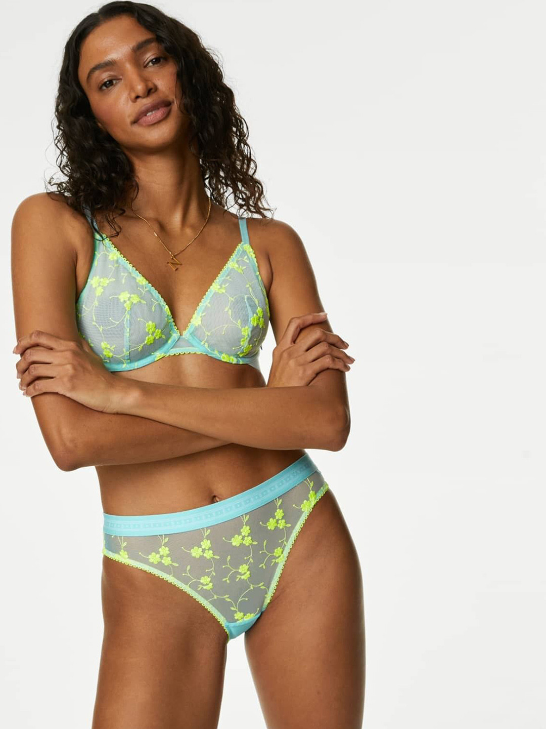 Marks & Spencer Embroidered Basic Briefs T818847LLIGHT TURQUOISE