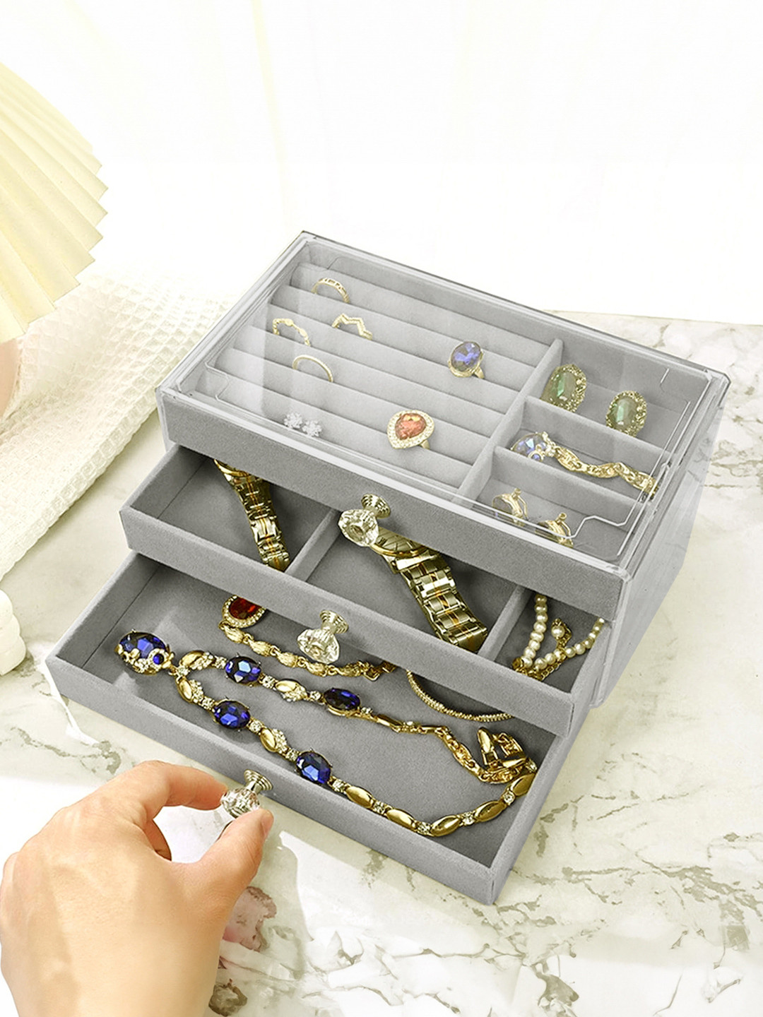 Cortina Grey Portable Jewellery Storage Organiser