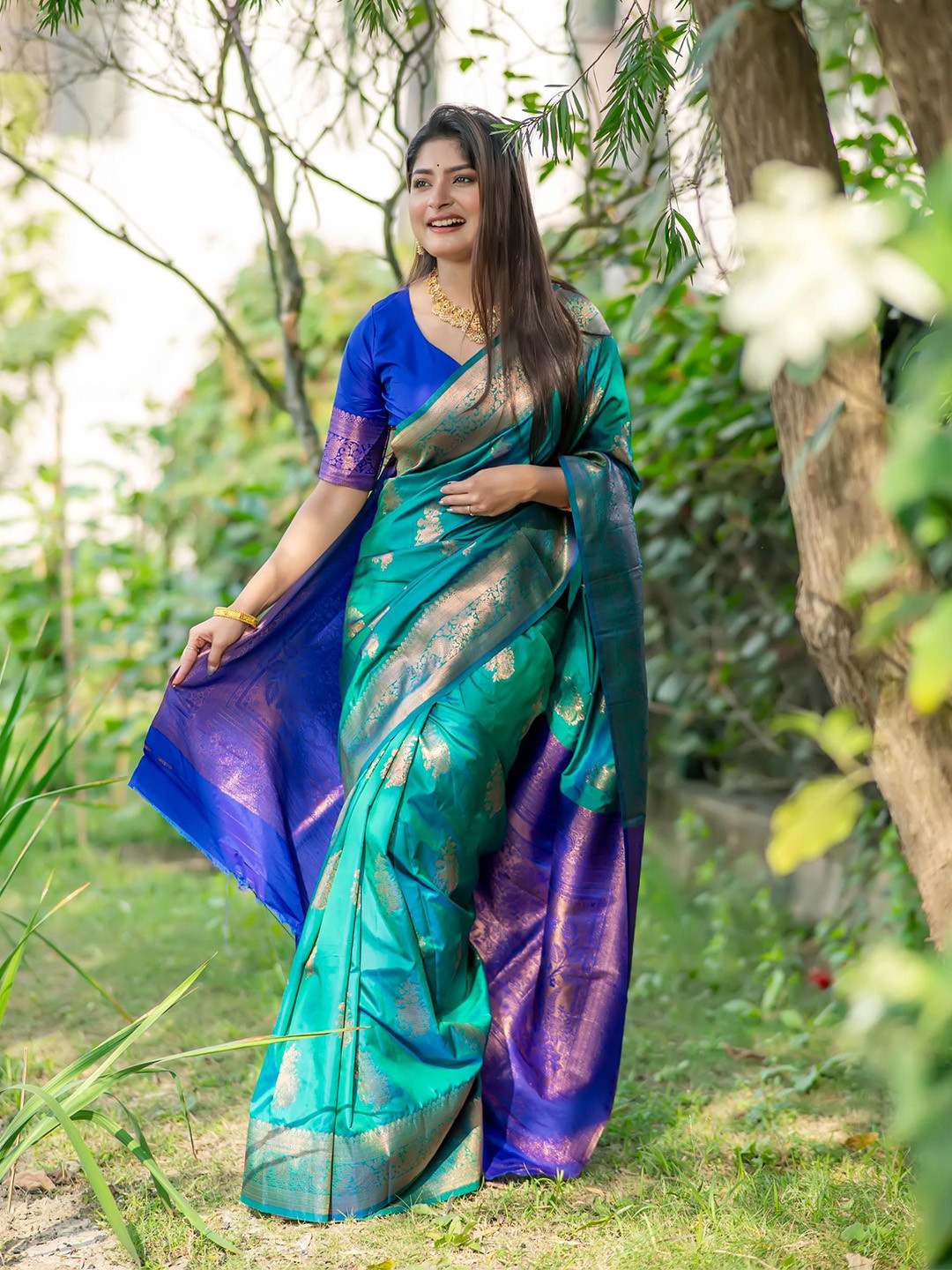 NK Textiles Woven Design Zari Banarasi Saree