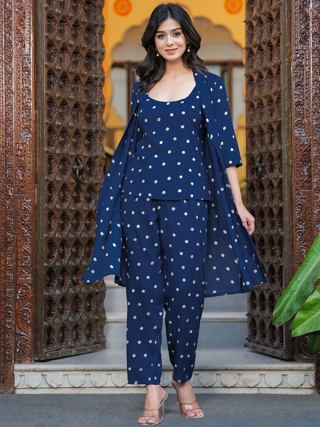SIDDHANAM Women Printed 3 Piece Night suit