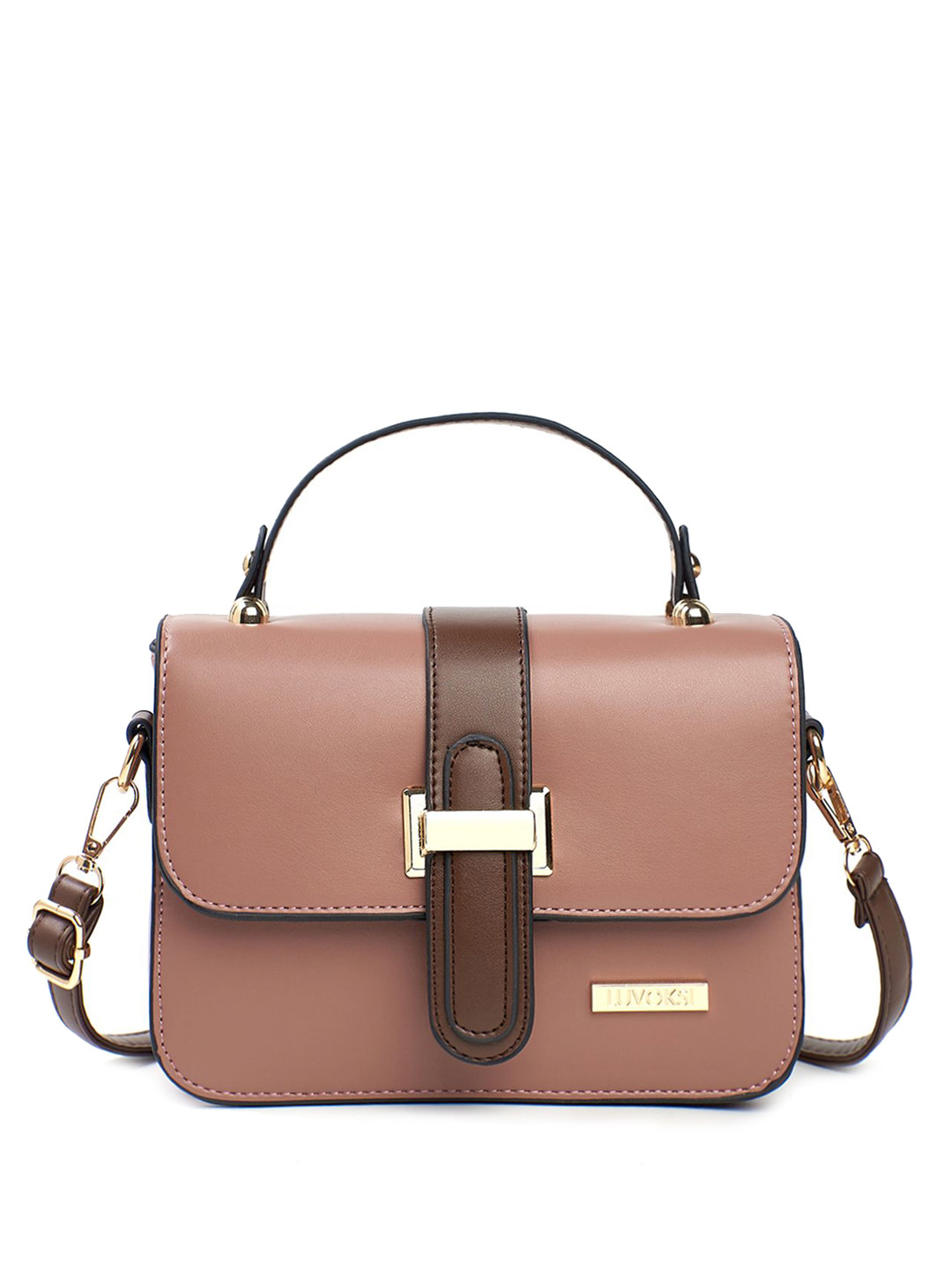 Luvoksi Colourblocked Buckle Detail Structured Satchel Bag