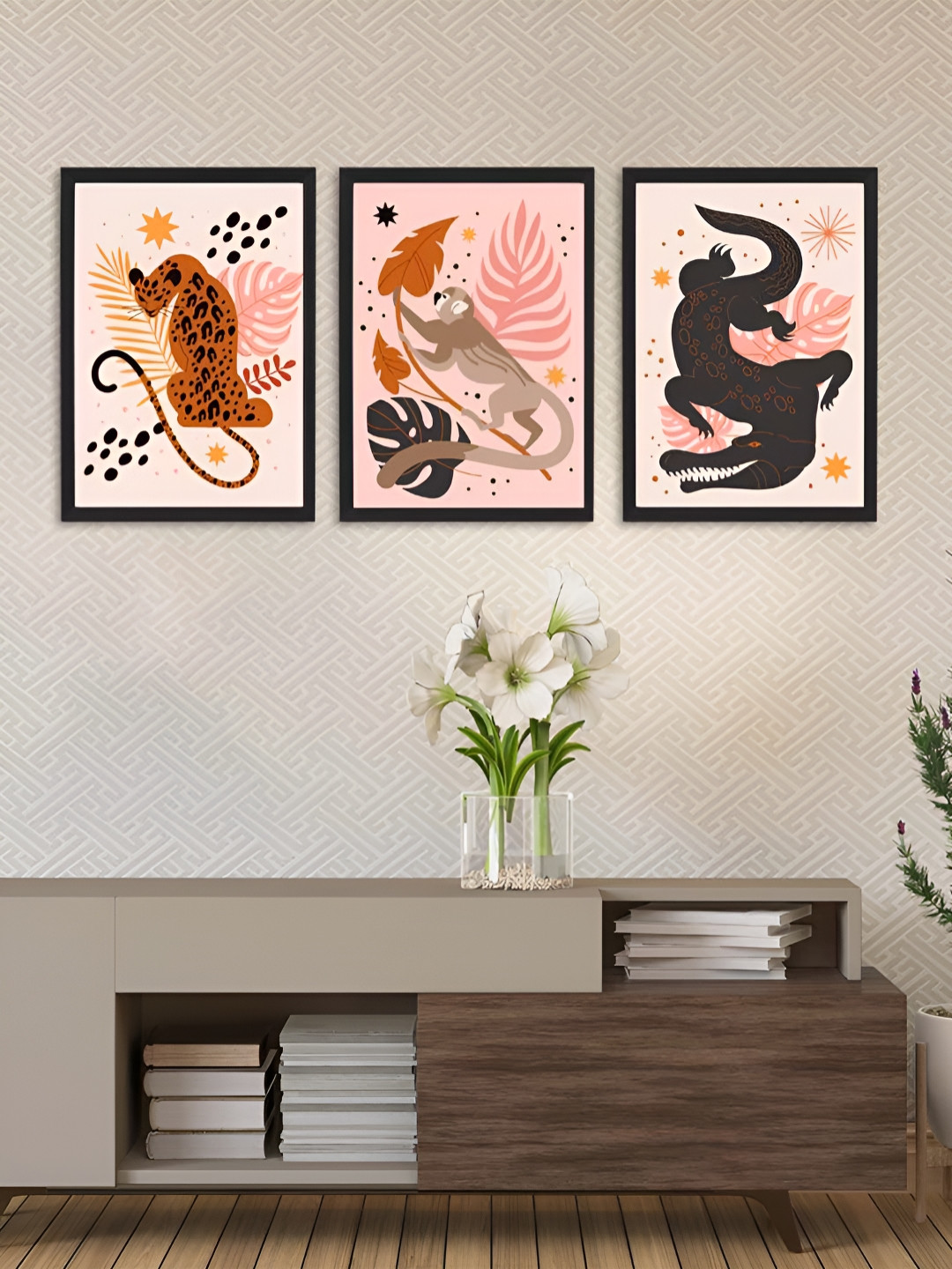 Giftii Wood 3 Piece Wall Rectangle Paintings Wall Art - 13 x 9 In