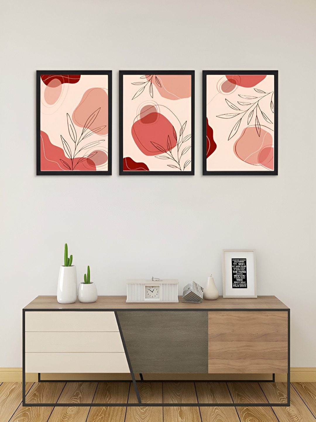 Giftii Red & Black 3 pieces Wooden Wall Art