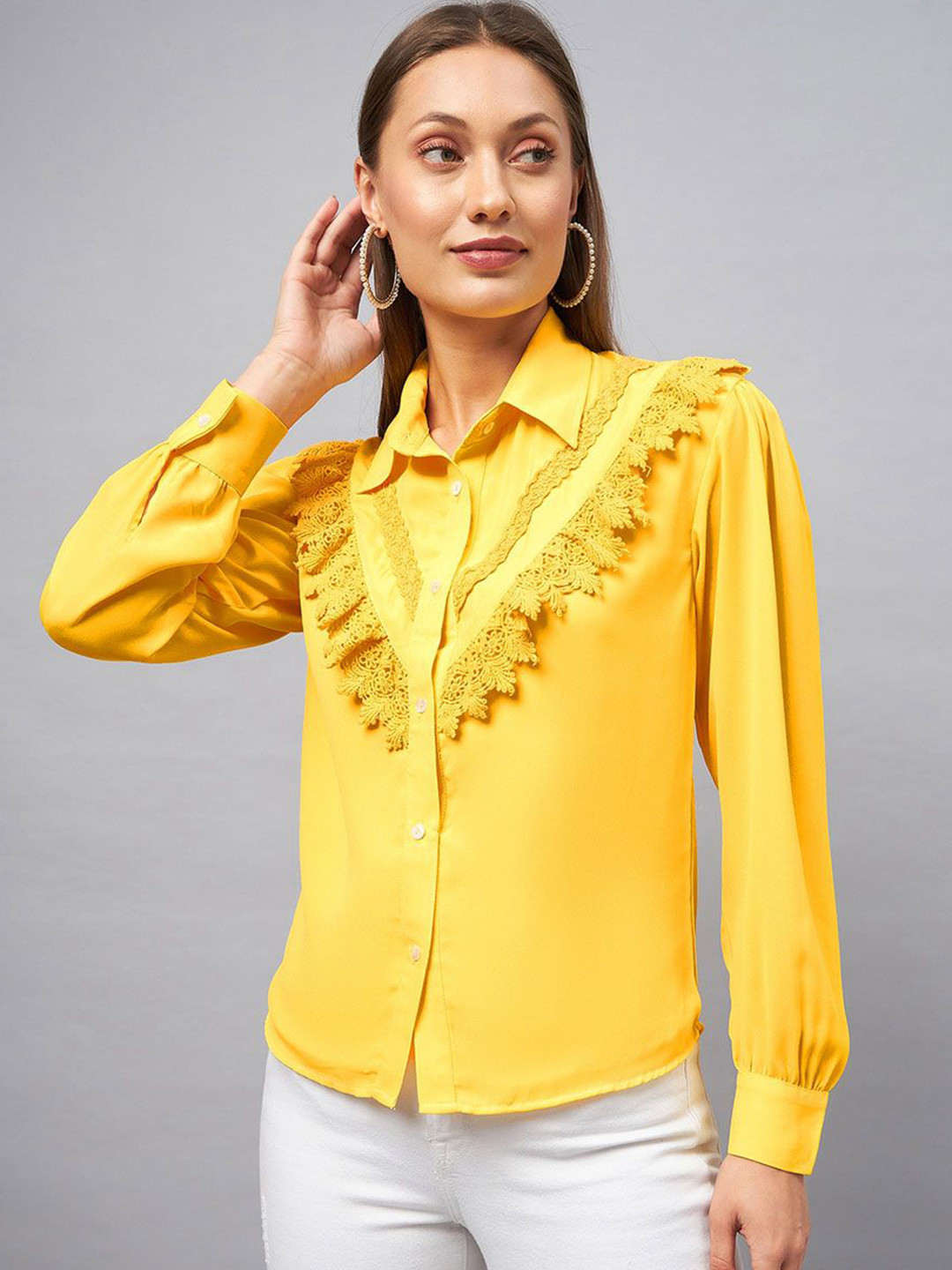 DELAN Crepe Shirt Style Top