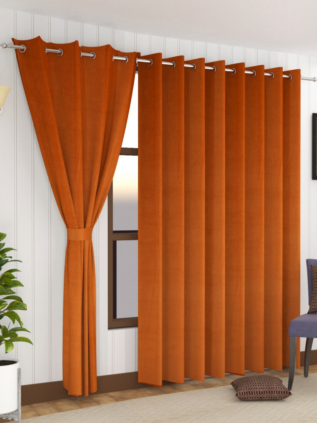 Florida Brown Velvet Long Door Curtain