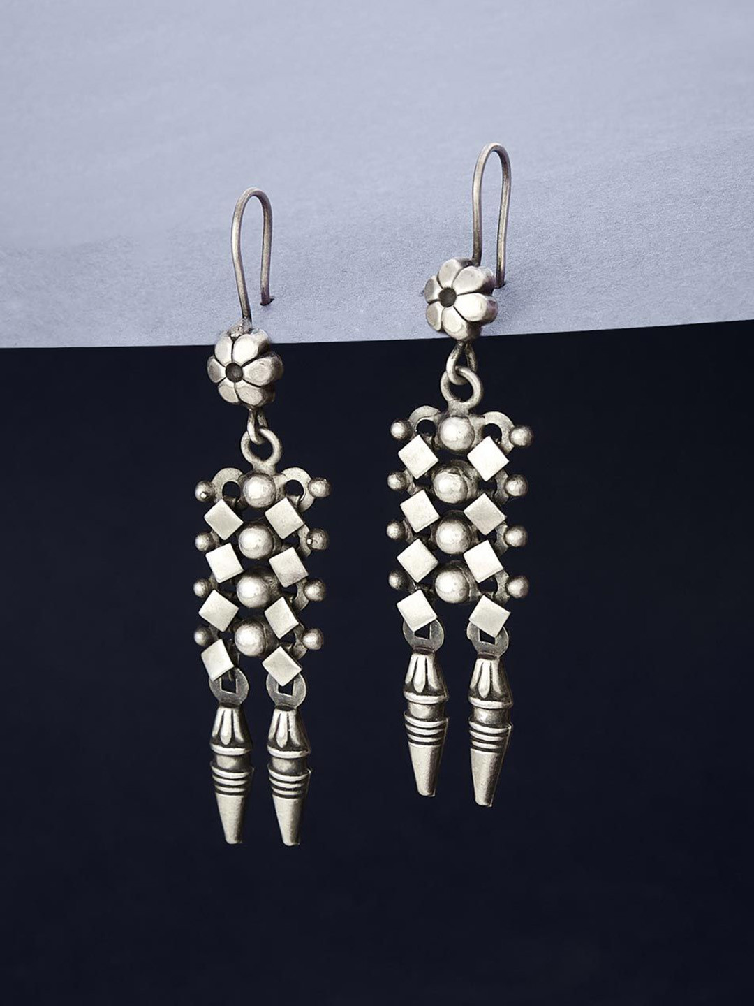 Fabindia Silver-Plated Dangler Drop Earrings