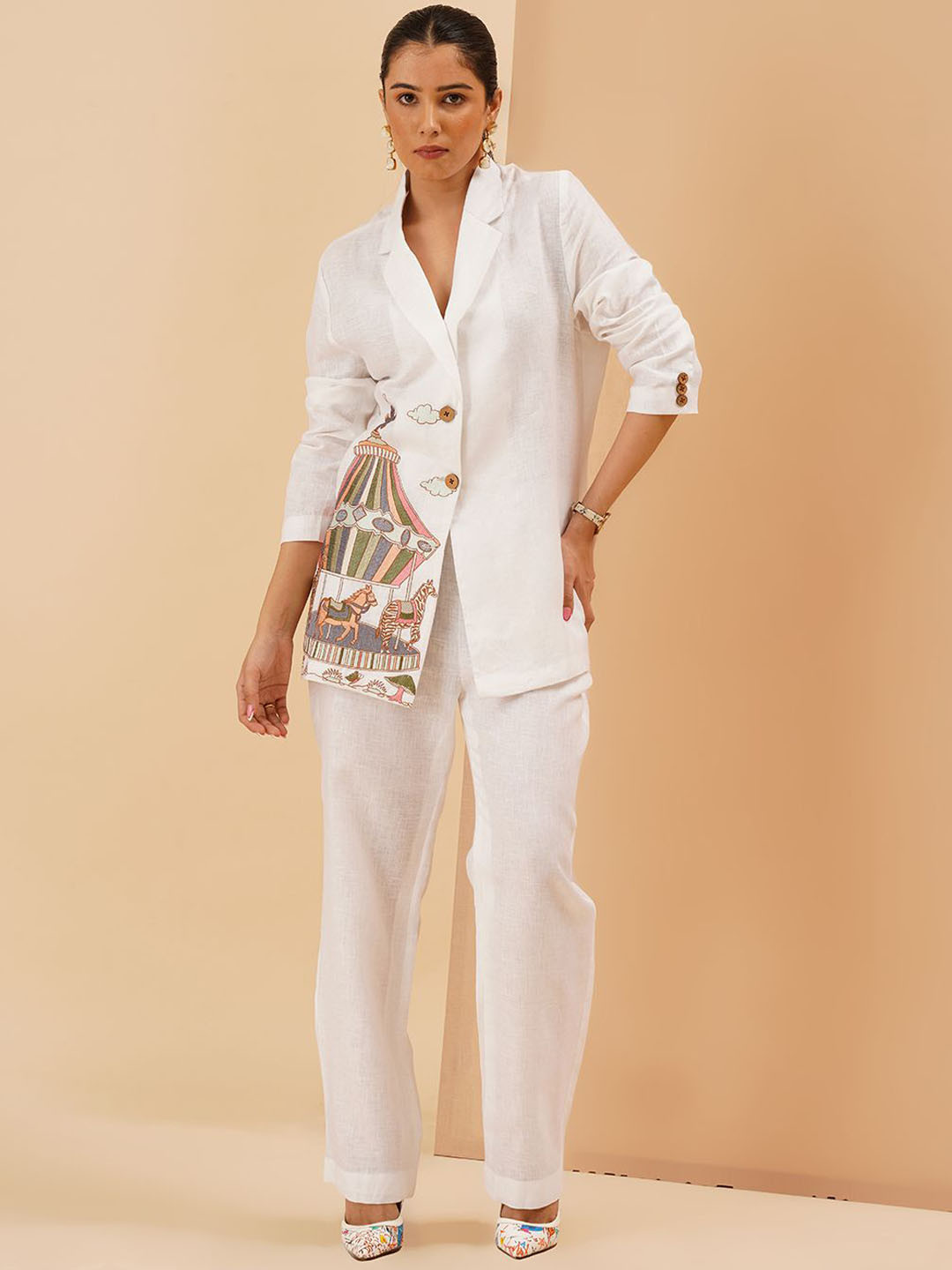 KALPRAAG Carnival Theme Embroidered Blazer Co Ord Set