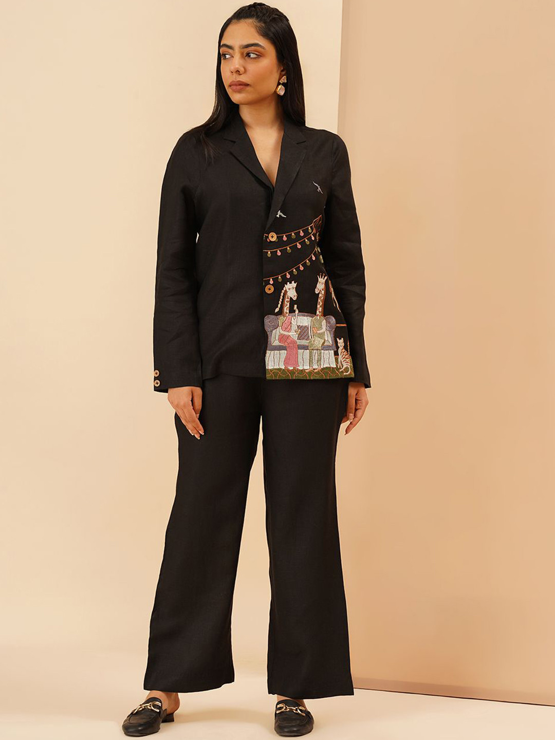 KALPRAAG Jungle Theme Embroidered Blazer Co Ord Set