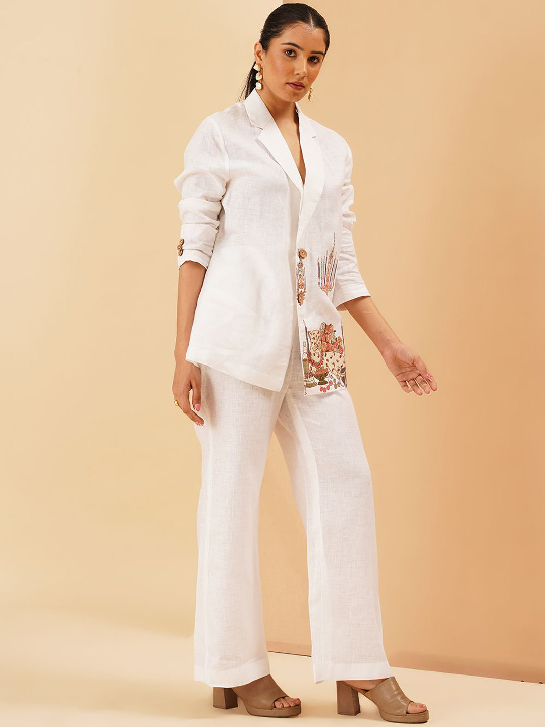 KALPRAAG Leopard Theme Embroidered Blazer Co Ord set