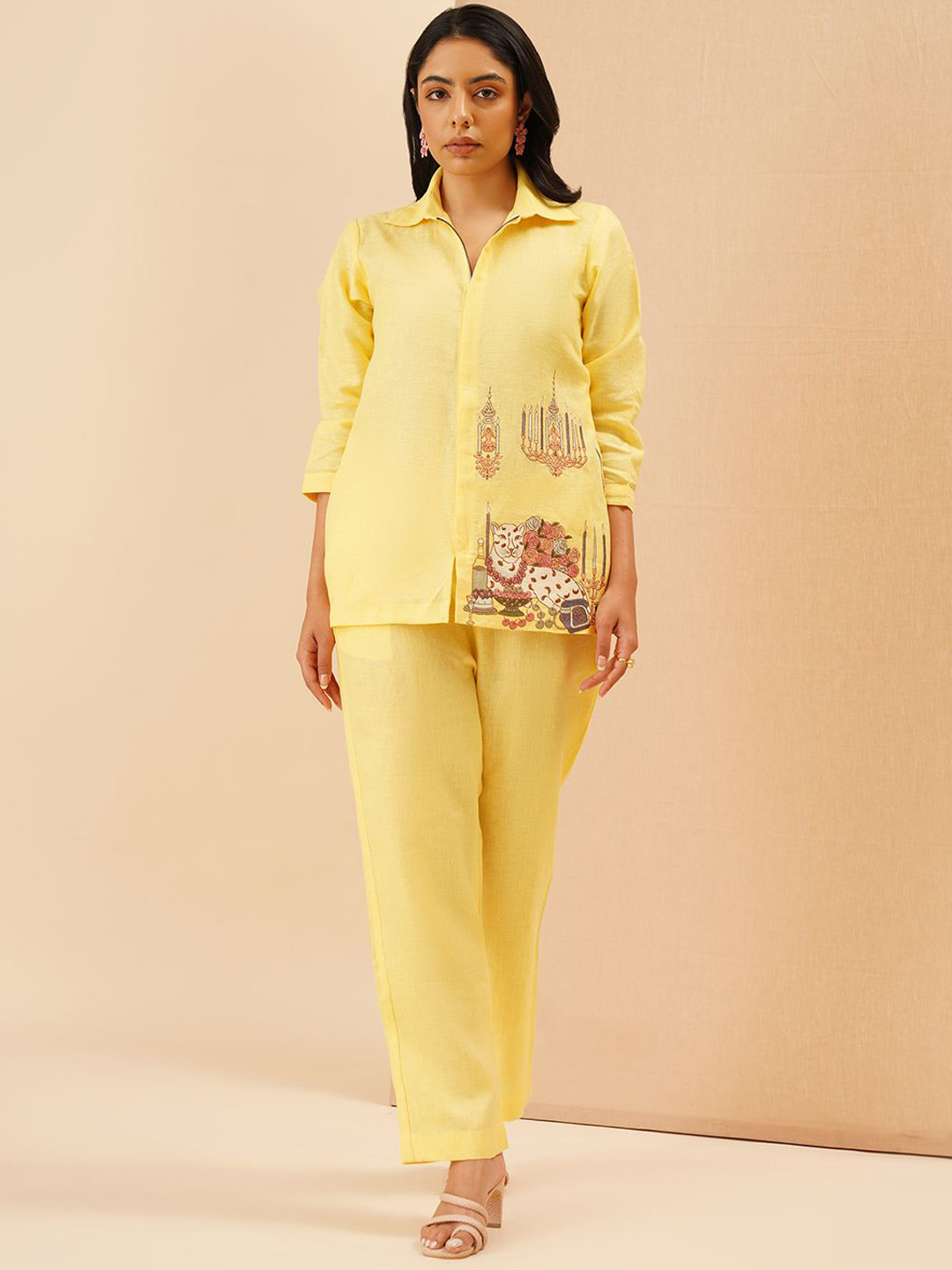 KALPRAAG Leopard Theme Embroidered Zipper Co Ord set