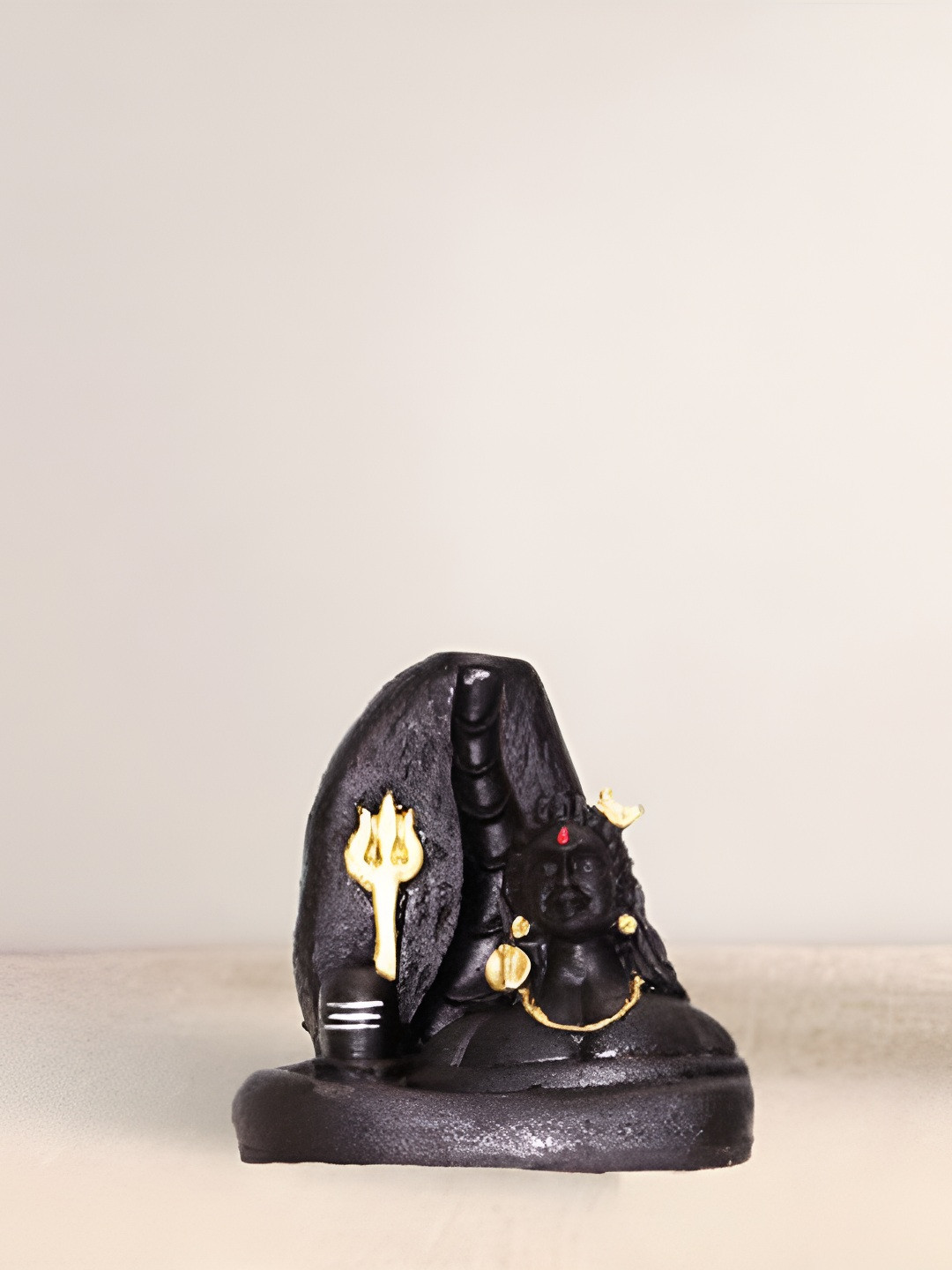 BECKON VENTURE Black Polyresin Glossy Prayer Room Tiny Showpiece - 3.5 Inches
