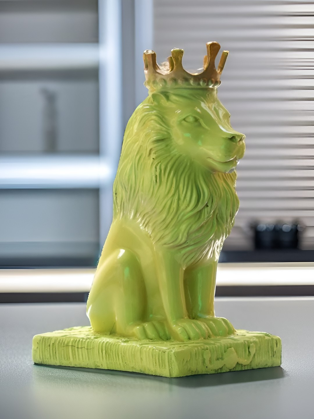 BECKON VENTURE Green Polyresin Matte Living Room Tiny Showpiece - 11.5 Inches