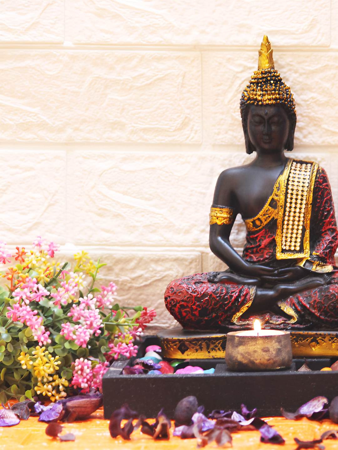 BECKON VENTURE Red Polyresin Matte Living Room Tiny Showpiece - 11.2 Inches