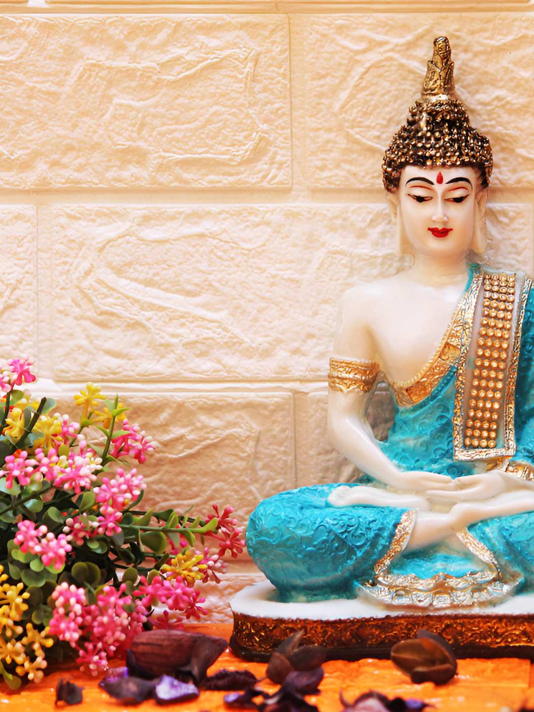 BECKON VENTURE Blue Polyresin Natural Living Room Small Showpiece - 9.6 Inches