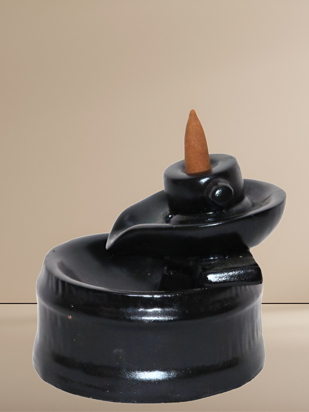 BECKON VENTURE Black Polyresin Glossy Living Room Fountain Set of 2 Medium Showpieces - 4.7 Inches