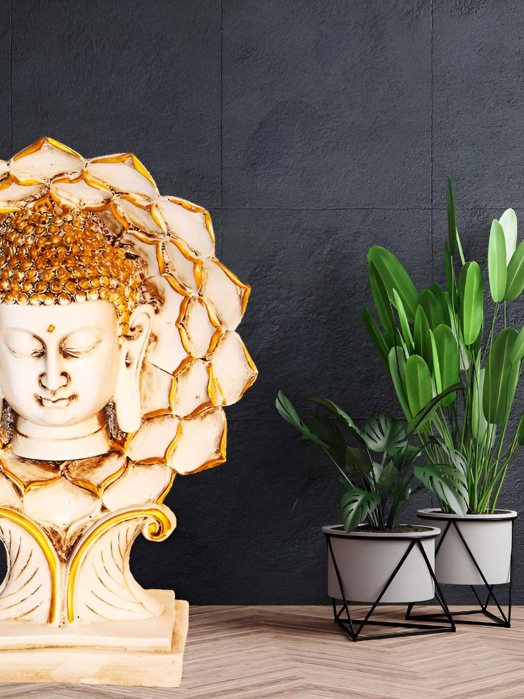 BECKON VENTURE White Polyresin Natural Garden Large Showpiece - 9.8 Inches