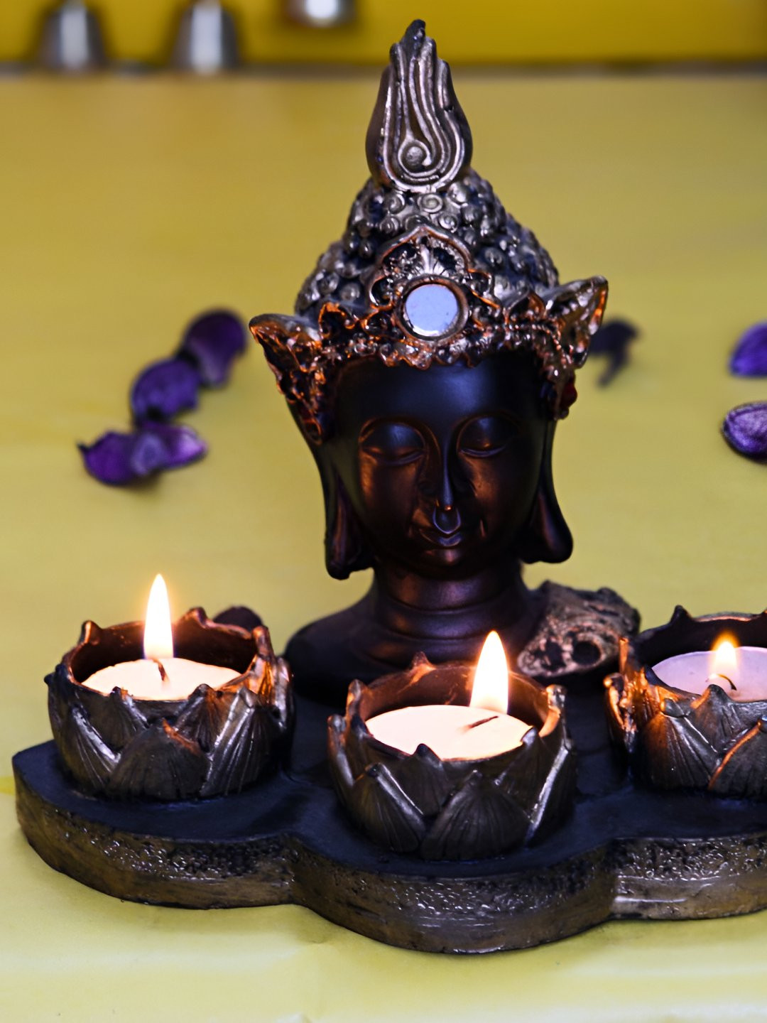 BECKON VENTURE Gold Polyresin Glossy Home Office Large Showpiece - 6.5 Inches