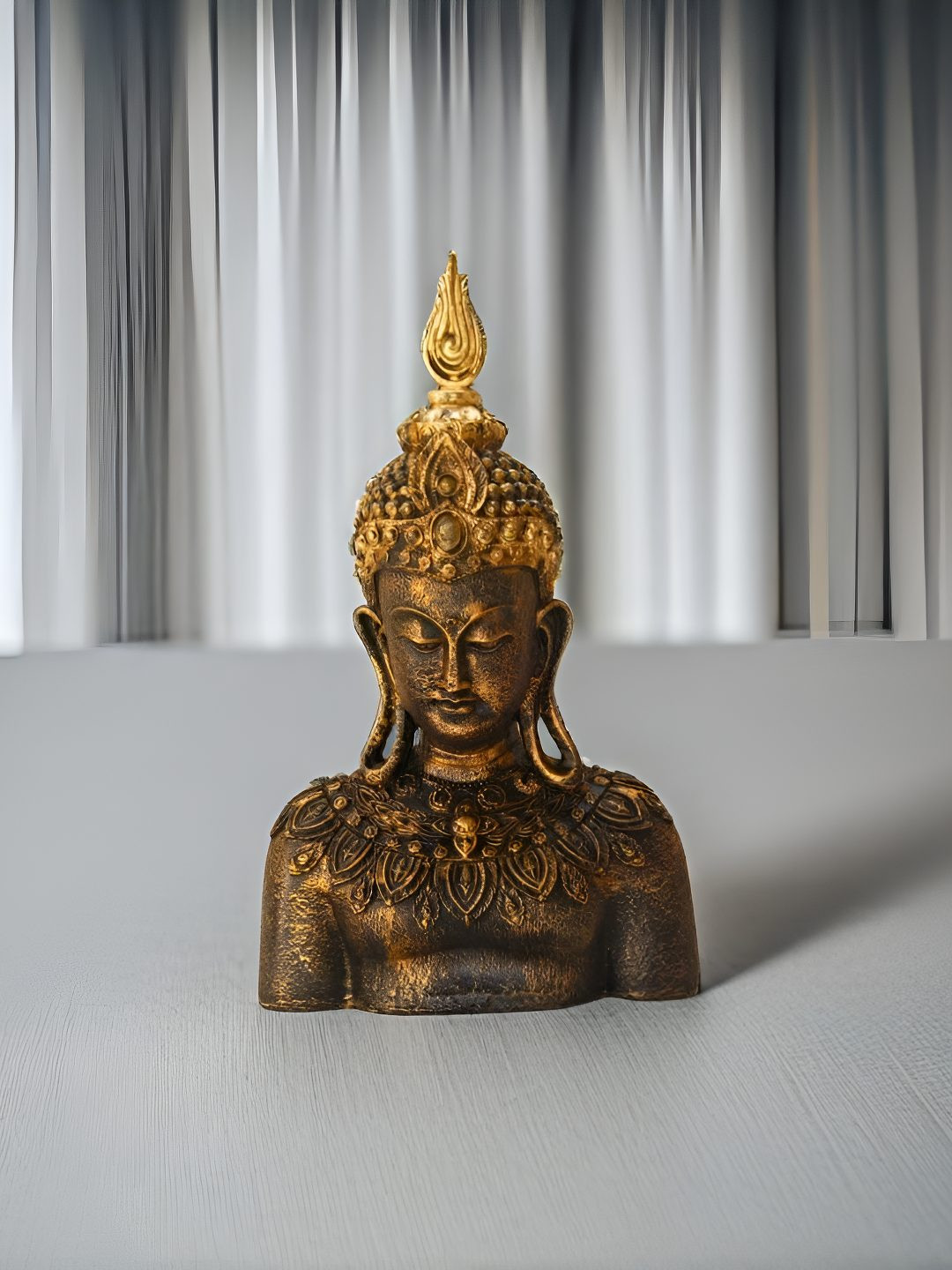 BECKON VENTURE Gold Polyresin Natural Prayer Room Small Showpiece - 13.5 Inches