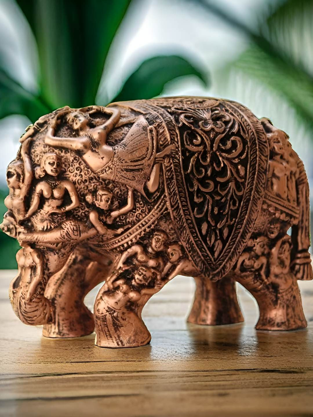 BECKON VENTURE Copper Polyresin Natural Prayer Room Medium Showpiece - 4.3 Inches