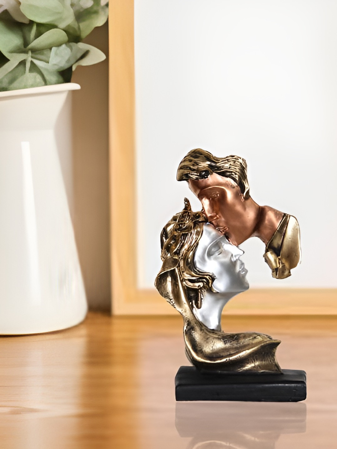 BECKON VENTURE Gold Polyresin Metallic Living Room Medium Showpiece - 10.1 Inches