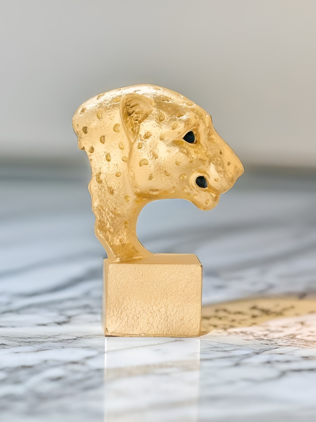 BECKON VENTURE Gold Polyresin Glossy Living Room Medium Showpiece - 2.8 Inches