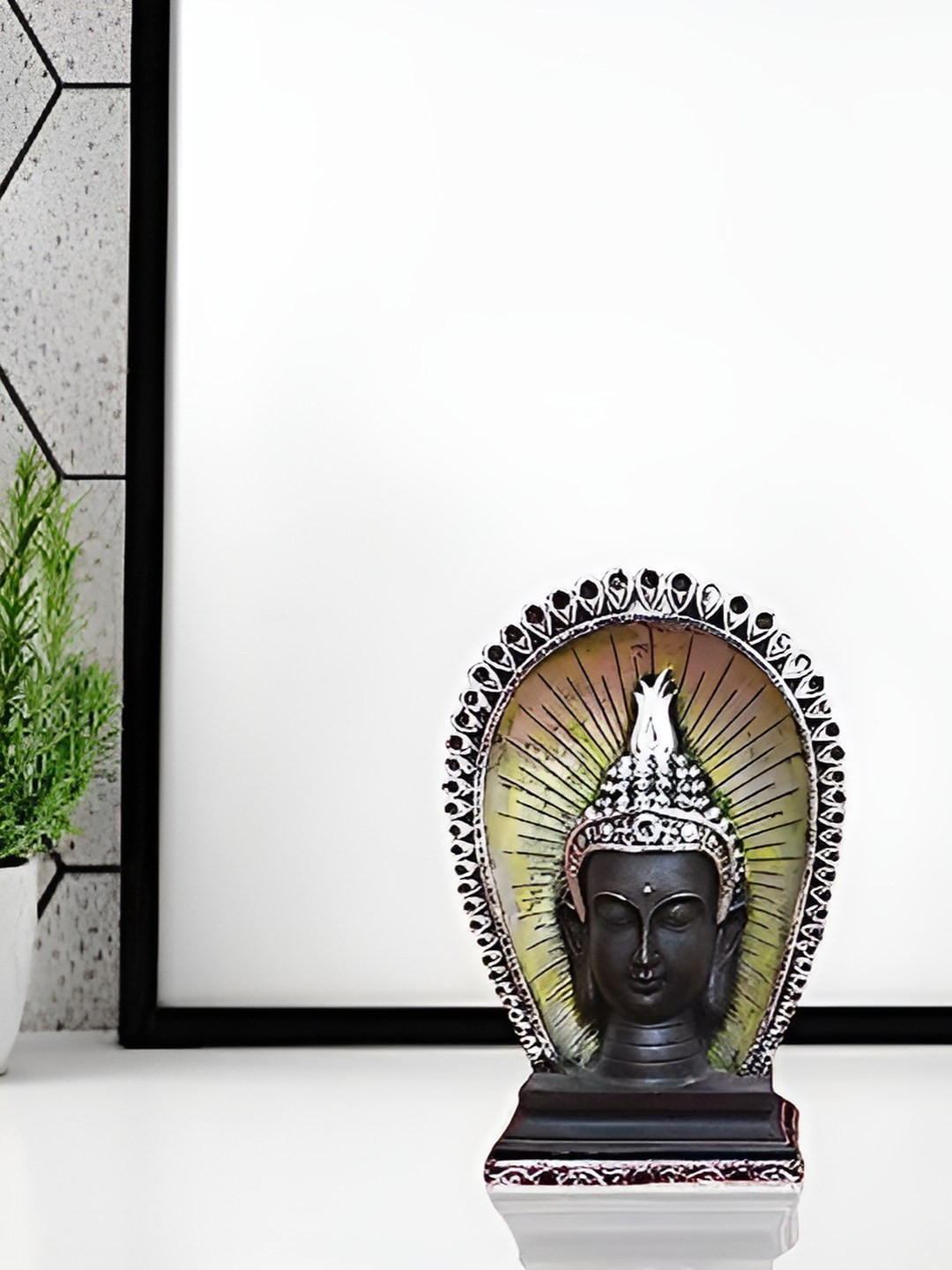 BECKON VENTURE Black Polyresin Glossy Prayer Room Medium Showpiece - 2.8 Inches