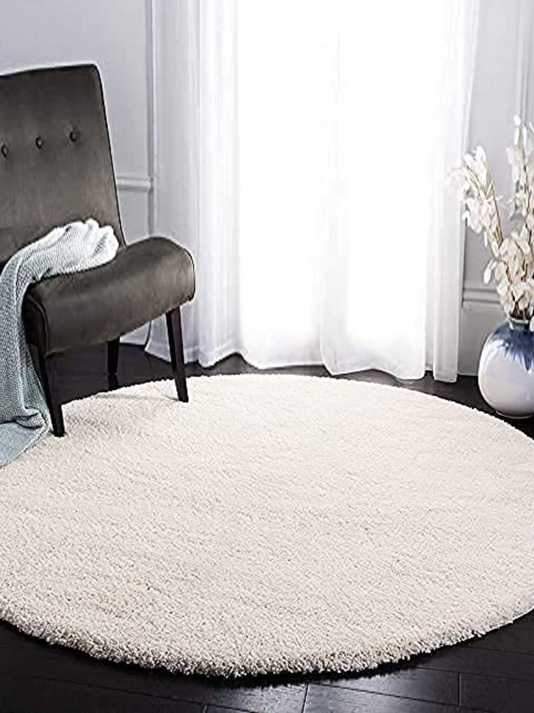 Safiya Carpet Beige Anti-Skid Round Carpet