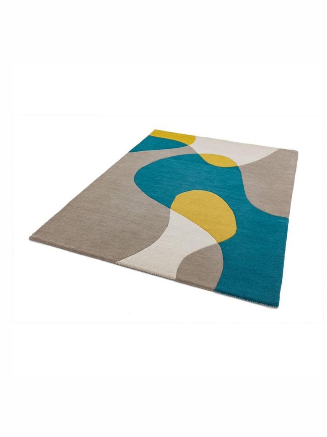 Safiya Carpet Grey & Blue Abstract Printed Hand-Tufted Woollen Carpets