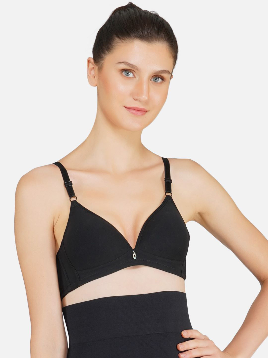 Poftik Full Coverage Lightly Padded Cotton T-shirt Bra 1PC_30B_BLACK_COTTON_PAD_BRA___B1
